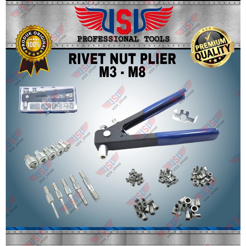 Jual VSV Tang Rivet Nut Set Rivet Nut Setter Riveter M3-M8 Riveting ...