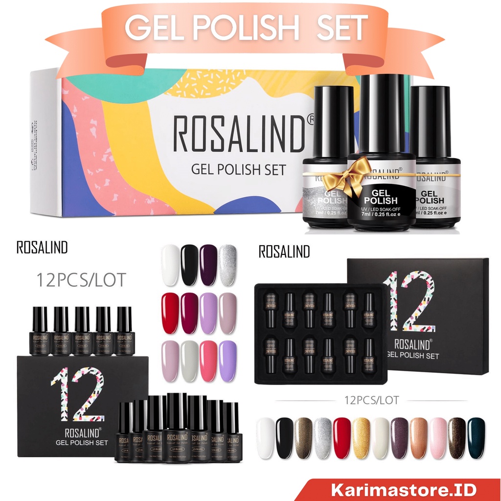 Jual Rosalind Set Gift Box Nail Gel Polish Kuteks Cat Kuku Kutek Nail
