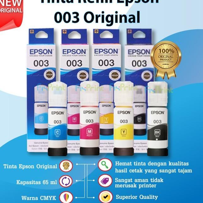 Jual Tinta Epson 003 Black Color Original Ink Printer L5296 L1210 L3210 Hitam Shopee Indonesia