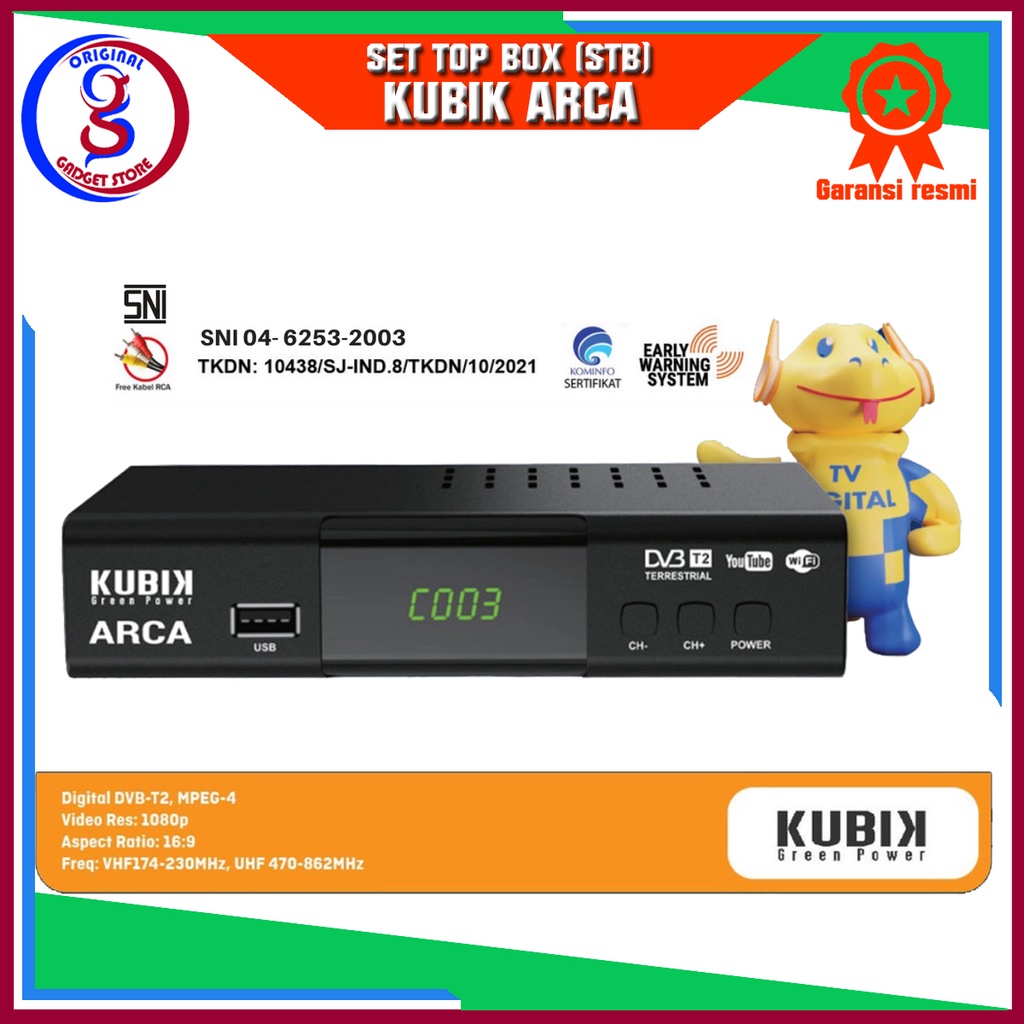 Jual Set Top Box Kubik Arca DVB-T2 - Receiver TV Digital EWS - SNI Dan ...