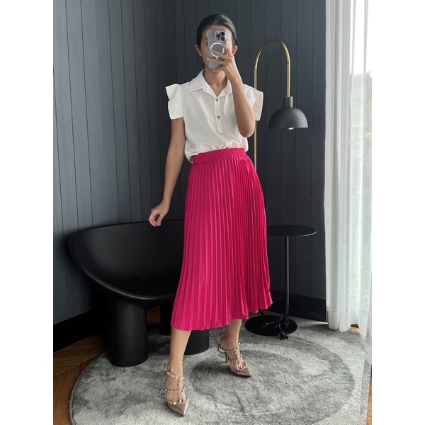 Jual Rok Plisket Midi Rok Rok Plisket Tanggung Shopee