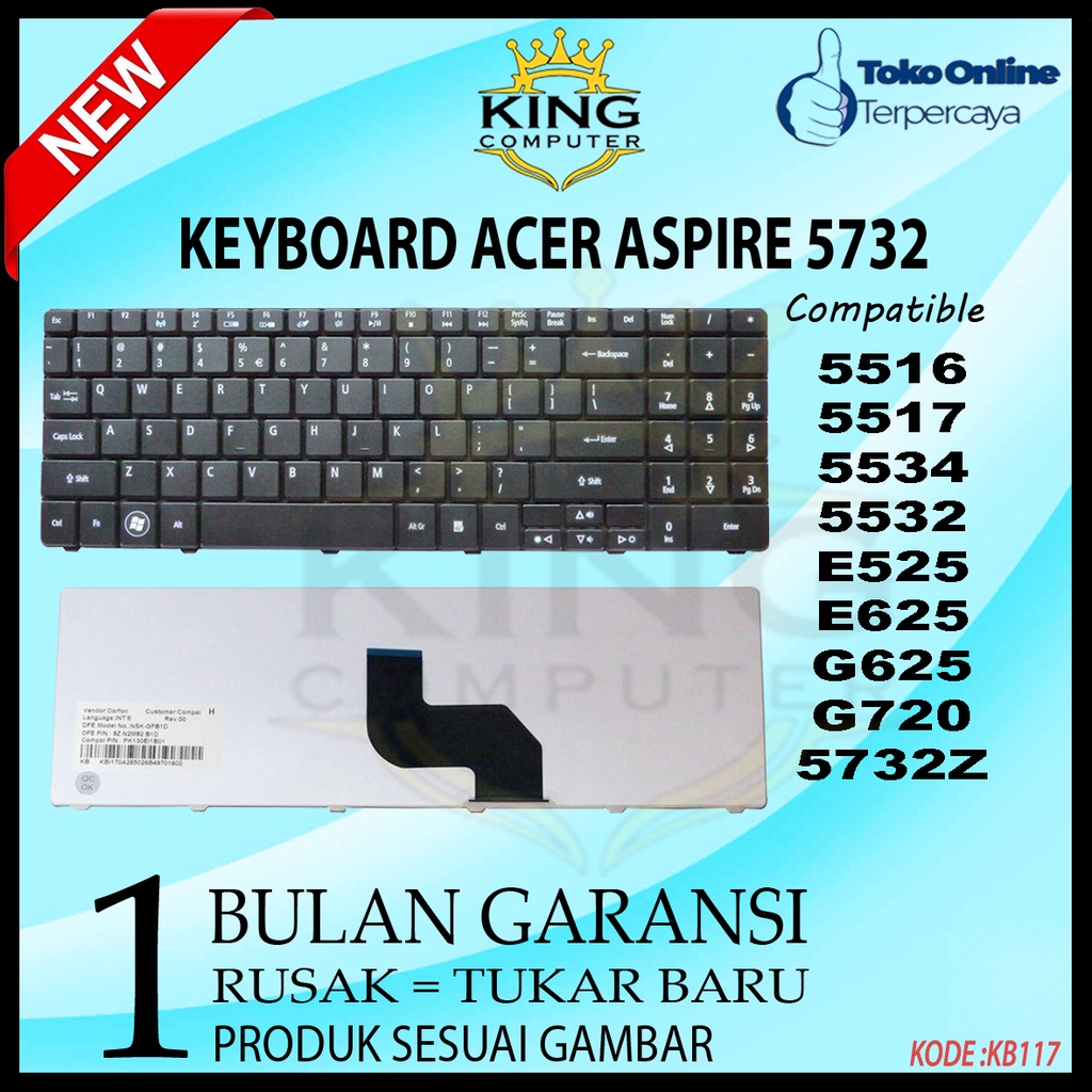 Jual Keyboard Laptop Acer Aspire 5516 5517 5332 5532 5534 5732 5732Z ...