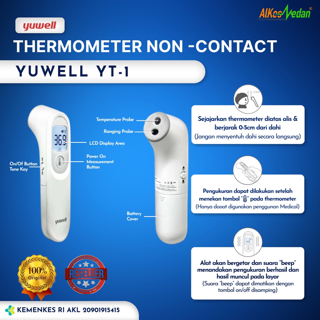 Jual THERMOMETER INFRARED DAHI YUWELL YT1C DAN YT1 TERMOMETER NON CONTACT YUWELL Shopee