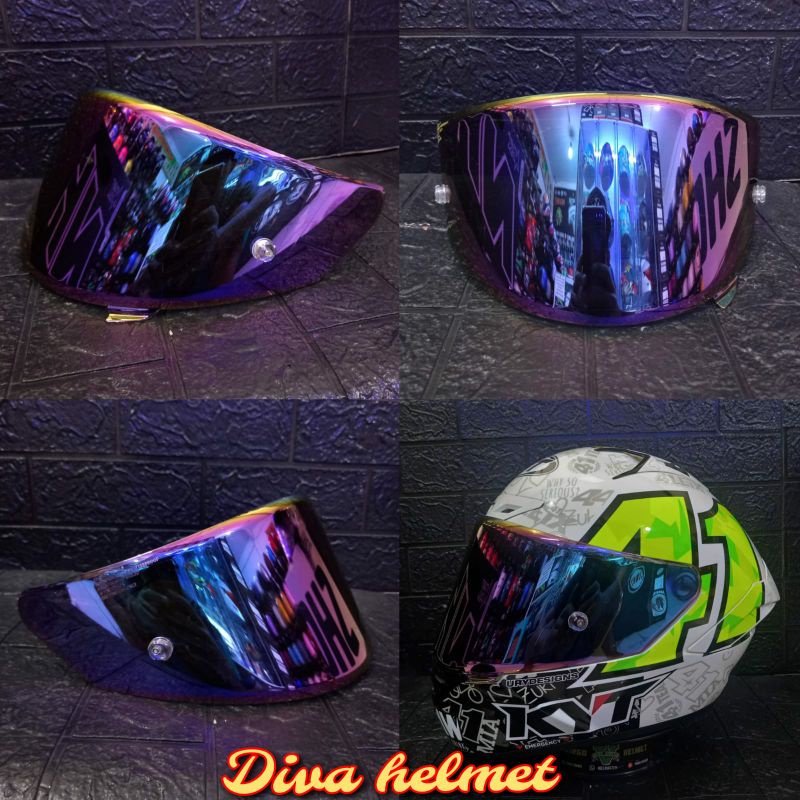 Jual Visor Helm Kyt Nfr Nx Race Nz Race Flat Iridium Purple Raibow Original Shopee Indonesia