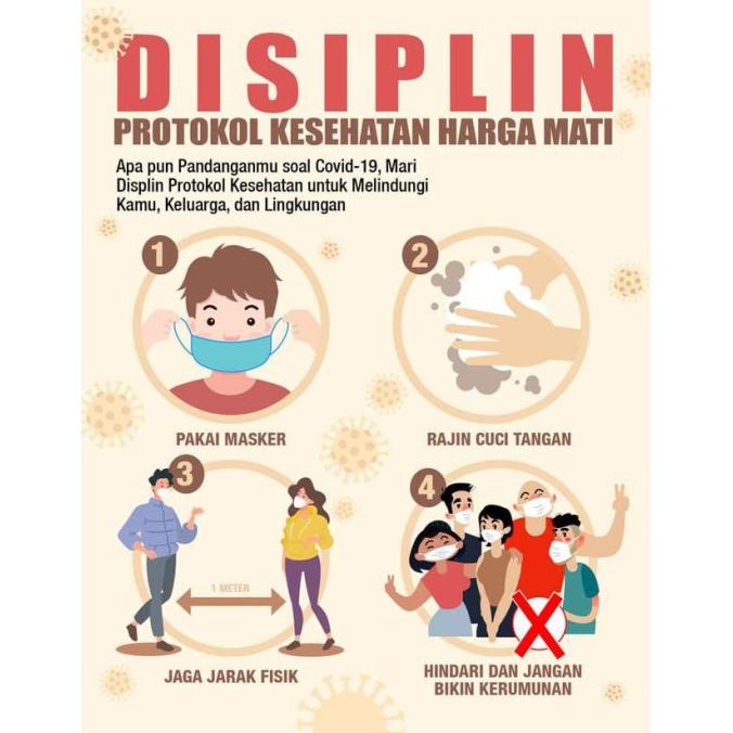 Jual STIKER a5 protokol himbauan kesehatan covid normal jarak masker t ...