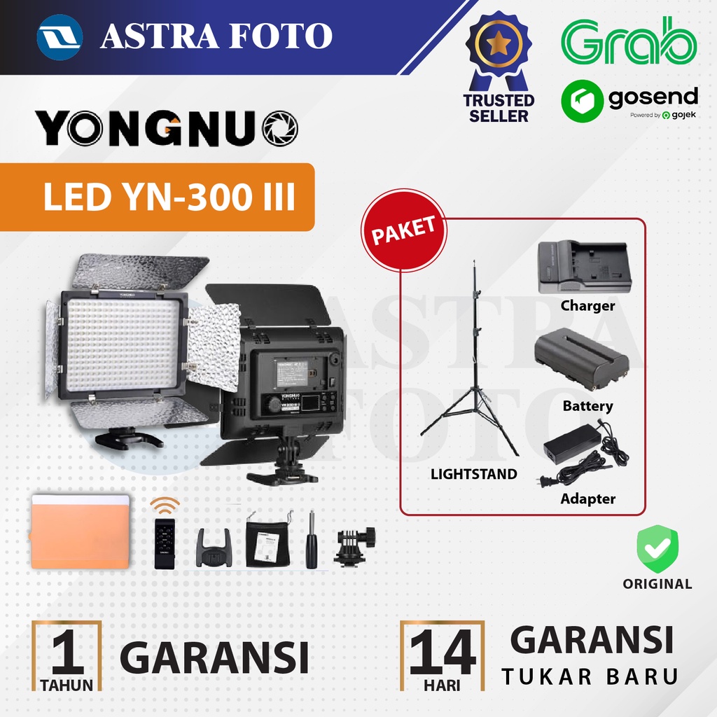 Jual YONGNUO YN300 III LED VIDEO PAKET BATERAI & CHARGER & AC POWER ...