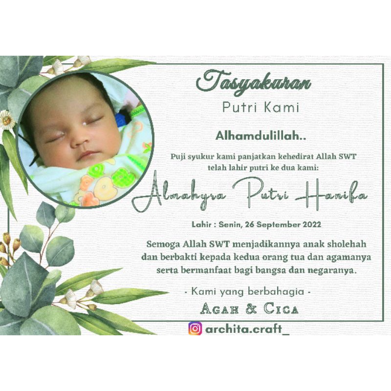 Jual kartu ucapan tasyakuran/ tasyakuran aqiqah /souvenir | Shopee