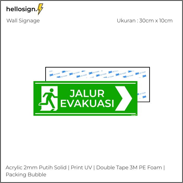 Jual Sign Akrilik Jalur Evakuasi Sebelah Kanan Print Papan Nama