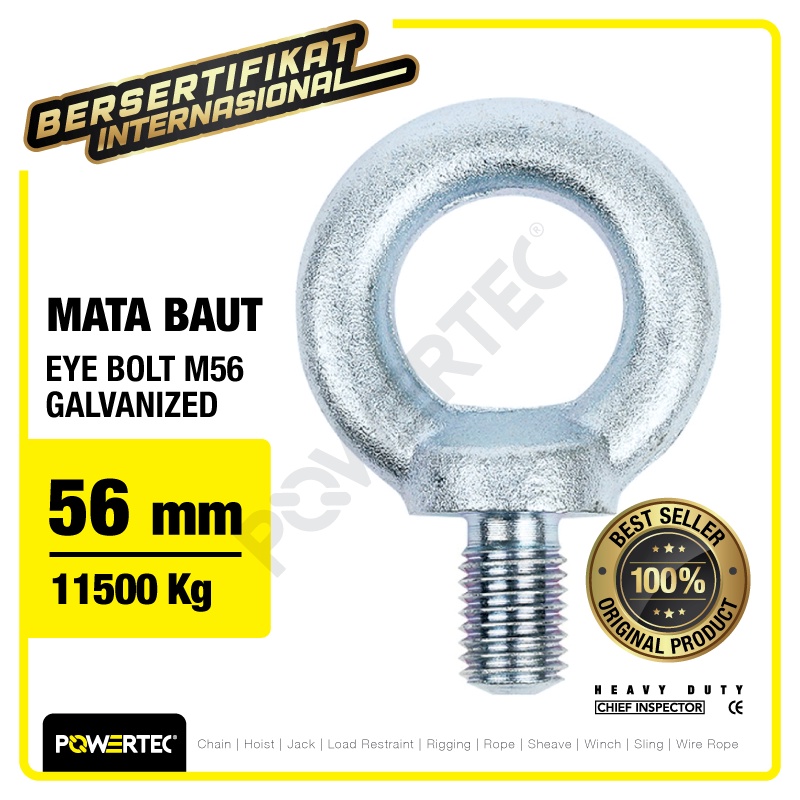 Jual POWERTEC Eye Bolt / Mata Baut Galvanized M56 Shopee Indonesia