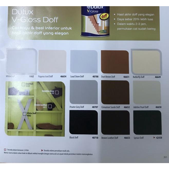 Jual Dulux V Gloss Cat Kayu Besi Liter White Black Doff Putih Doff Shopee Indonesia