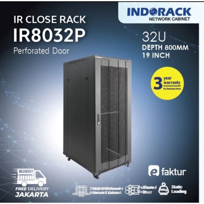 Jual Close Rack INDORACK Perforated Door Rak Server 32u Depth 800mm ...
