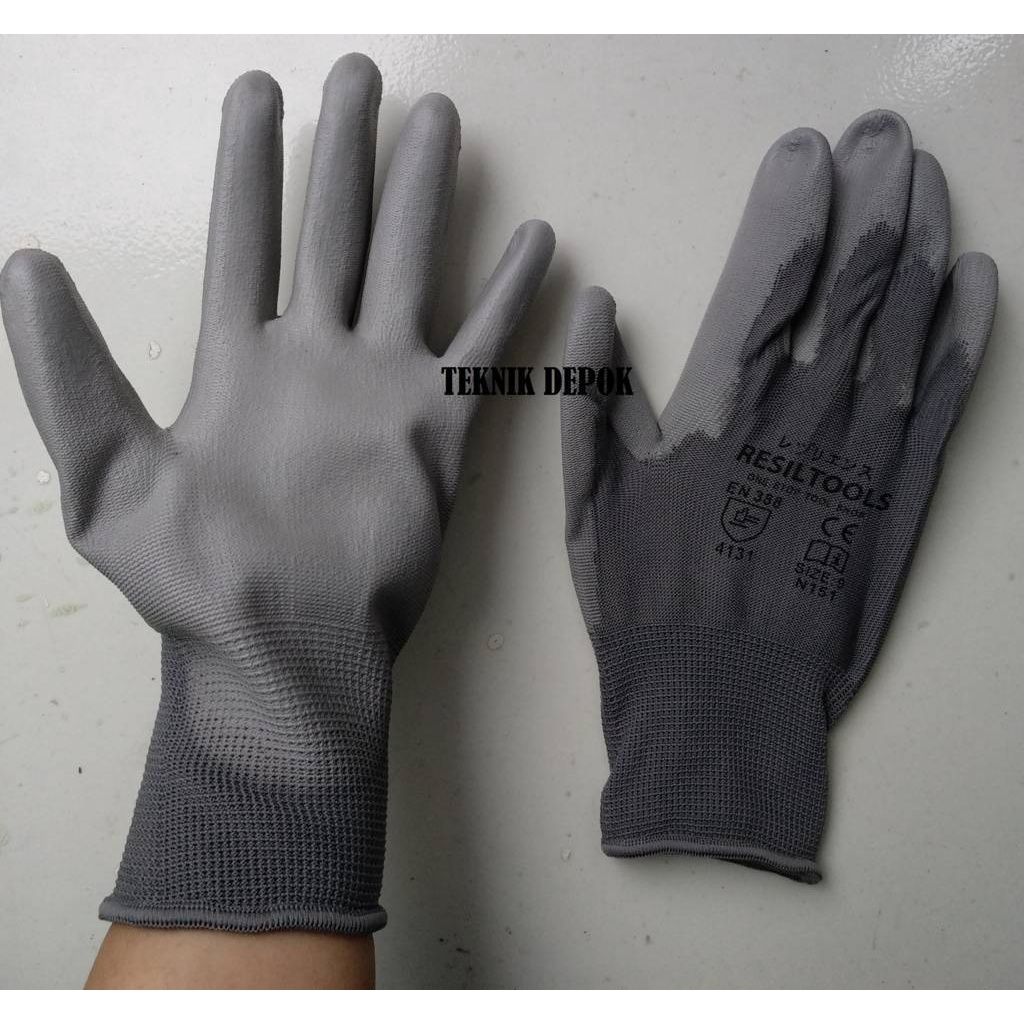 Jual Sarung Tangan Anti Slip Licin Kaca Safety Gloves Kerja Kebun Abu Abu Sarung Tangan Bengkel