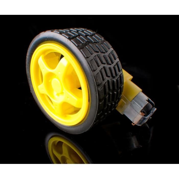 Jual DC Gear motor with tyre Roda Robot roda dengan gear gearbox ban ...