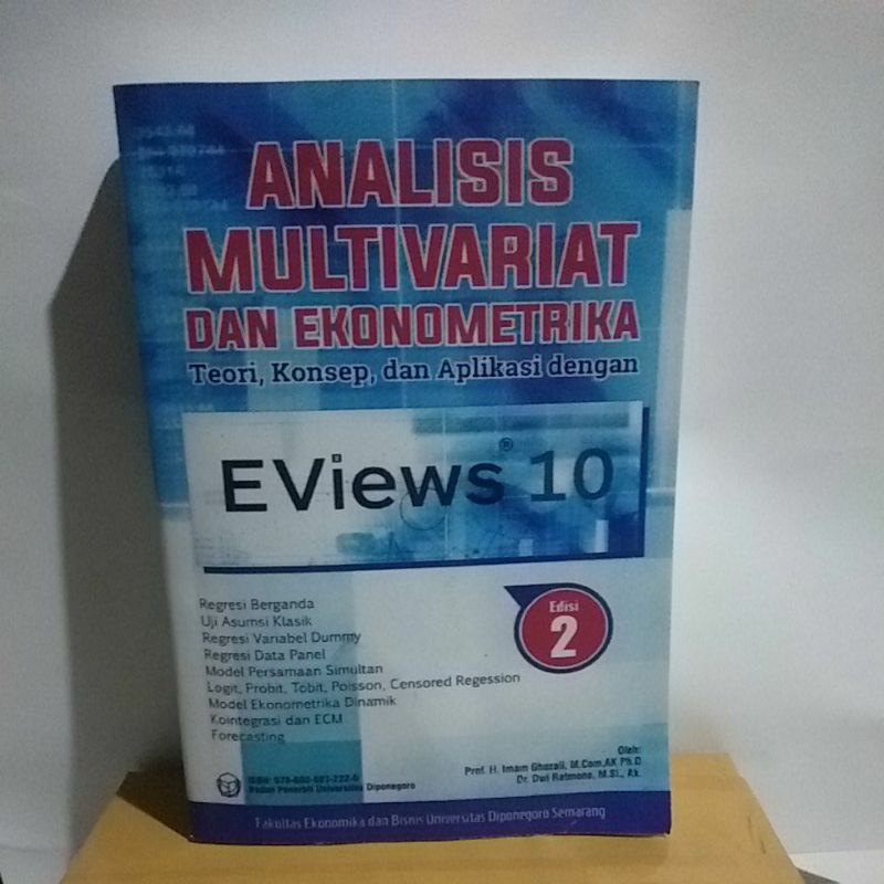 Jual Buku Analisis Multivariat Dan Ekinometrika Teori, Konsep, Dan ...