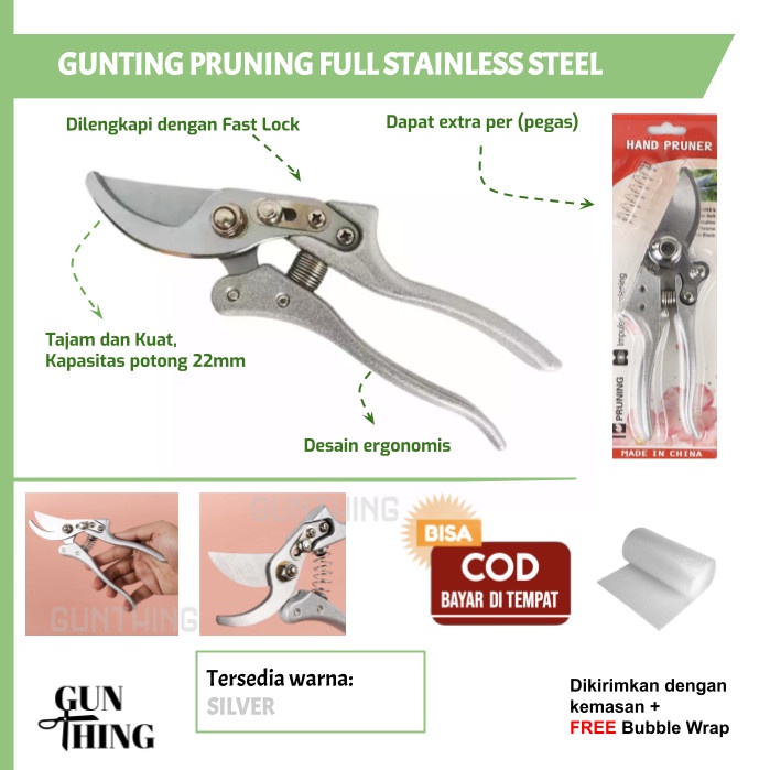 Jual Pemotong Gunting Pruning Full Stainless Steel / Gunting Dahan ...