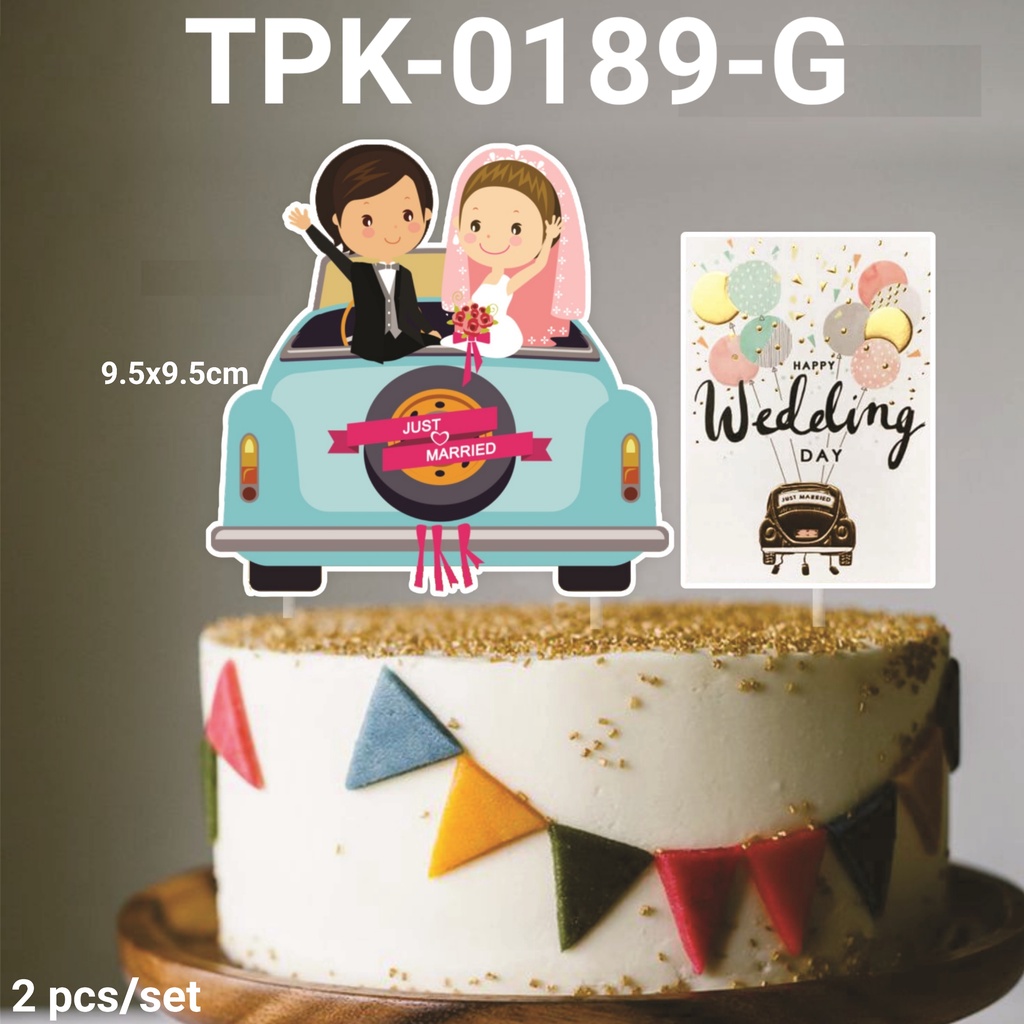 Jual Tpk Cake Topper Hiasan Kue Happy Wedding Pengantin Pernikahan Shopee Indonesia