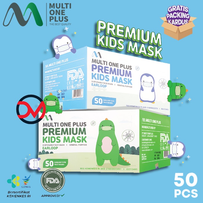 Jual Multi One Plus Kids Masker Medis 3 Ply isi 50pcs - Putih Polos ...