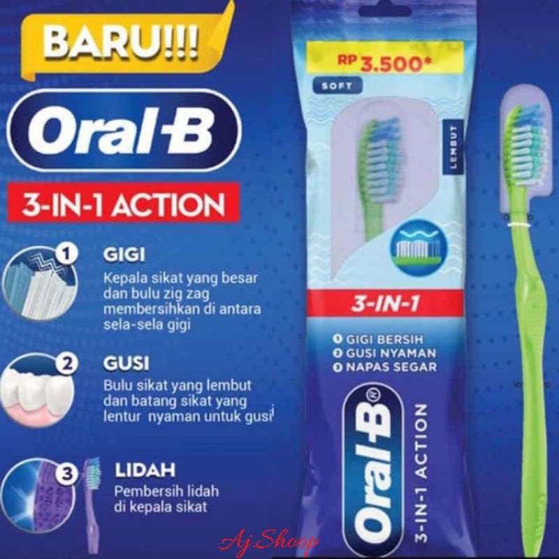 Jual Oral B Sikat Gigi 3In1 Action Soft / Lembut | Shopee Indonesia