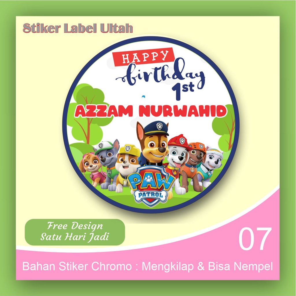 Jual Stiker Sticker Label Ultah Ulang Tahun Anak Bulat Custom karakter ...
