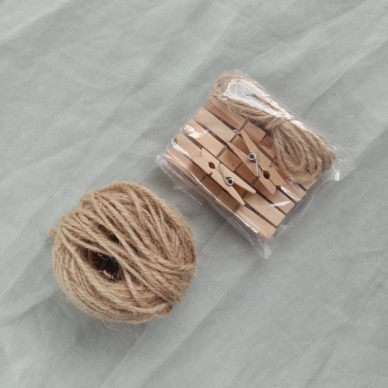 Jual GANTUNGAN FOTO POLAROID / TALI RAMI / JEPIT KAYU SET | Shopee