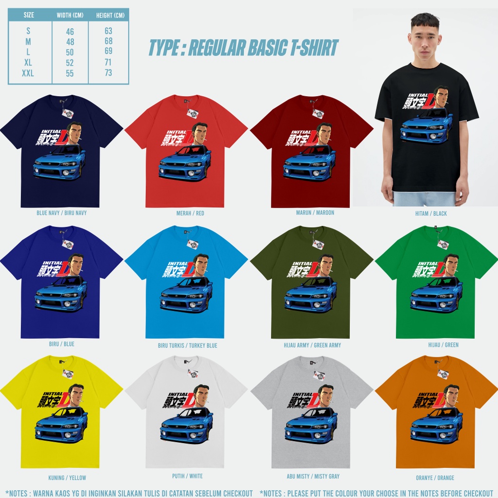 Jual Triangle Kaos Anime Initial D Subaru Impreza Wrx Sti Type R Bunta