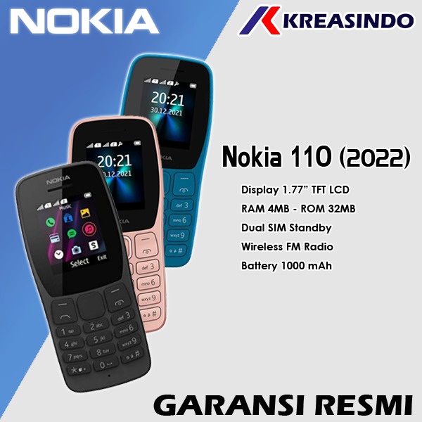 Jual NOKIA 110 2022 SHAKA Feature phone Garansi Resmi | Shopee Indonesia