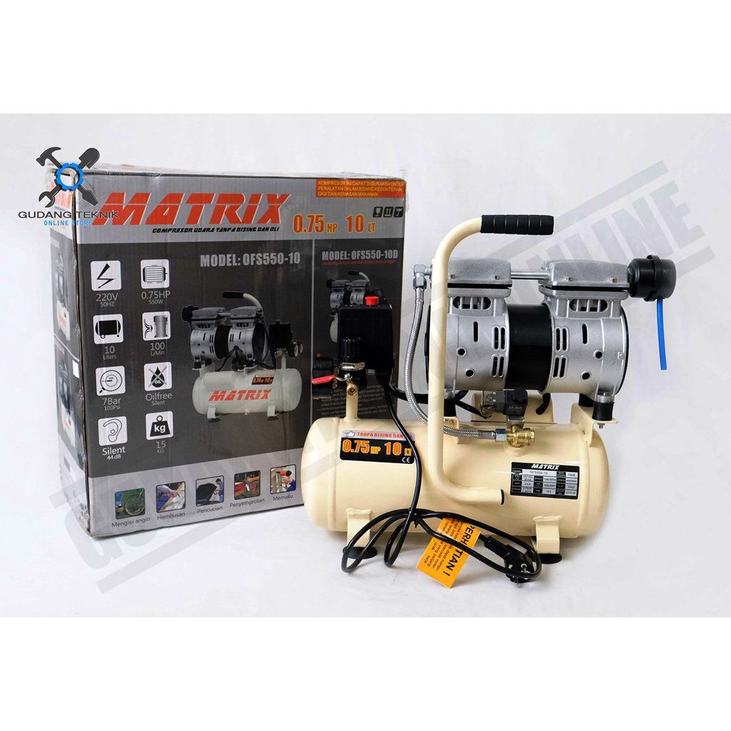 Jual Kompresor Oilless 3/4 HP 10 Liter Silent OFS550 MATRIX ...