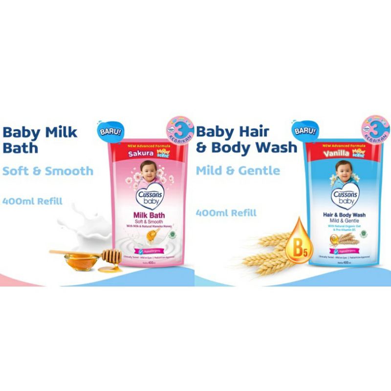 Jual Cussons Baby Milk Bath / Hair & Body Wash 400ml Shopee Indonesia