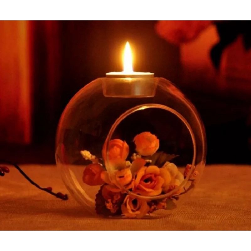 Jual romantis crystal bunga teratai candle gelas lilin alas tatakan ...