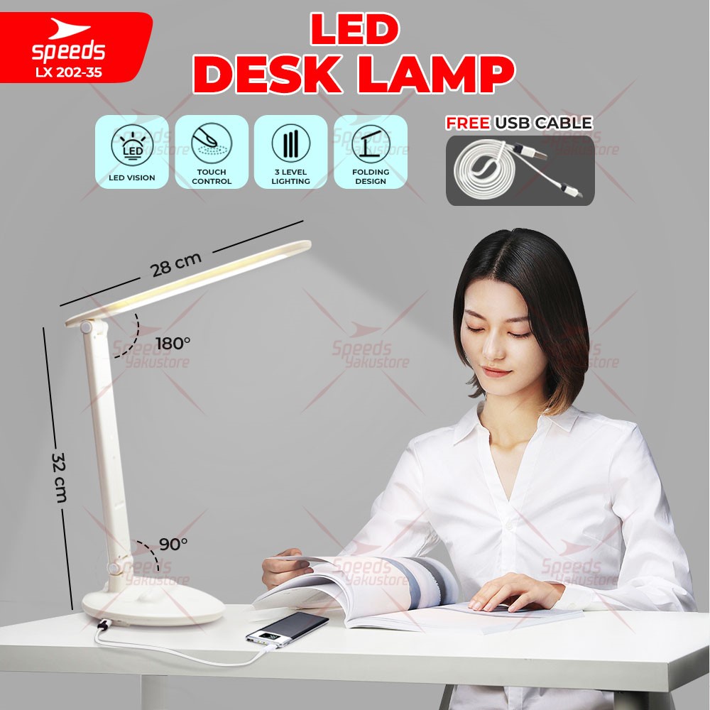 Jual SPEEDS Lampu LED Meja Belajar Desk Lamp Membaca Dapat Disesuaikan ...