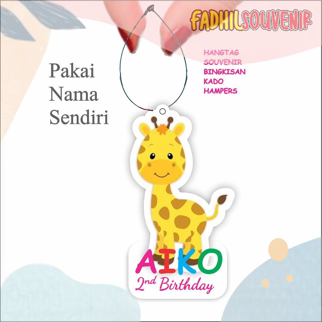 Jual (20pcs) Hangtag Custom Animal Series Giraffe Jerapah Bisa Custom ...