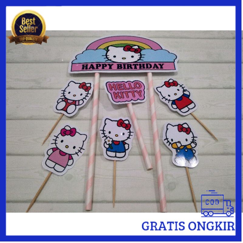 Jual TOPPER KERTAS HELLO KITTY SET, TOPPER PENGHIAS KUE ULANG TAHUN ...