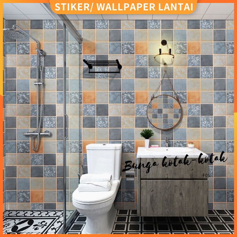 Jual Lantai Kamar Mandi Aesthetic Stiker Anti Licin Pvc Walpaper Dinding Kamar Mandi Anti Air