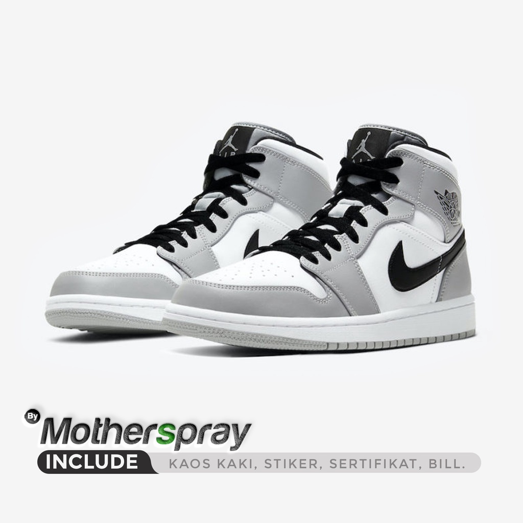 Jual Sepatu Air Jordan 1 Mid Light Smoke Grey 554724 092 Shopee Indonesia