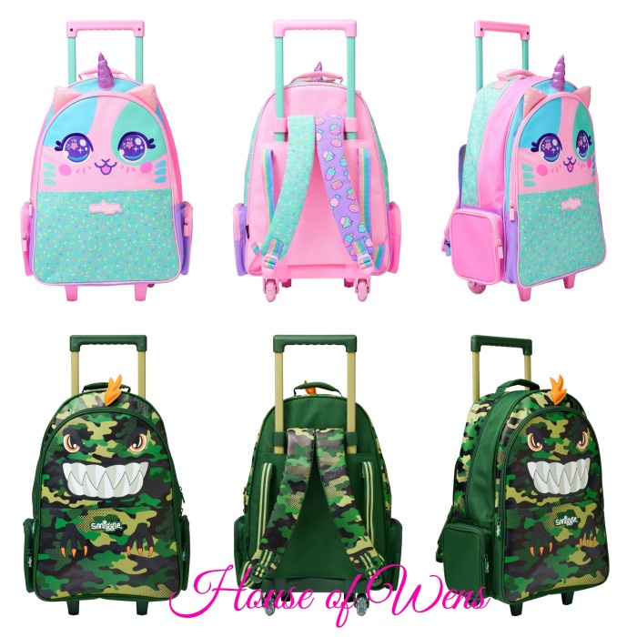 Tas Koper Smiggle Best Budz Trolley Backpack With Light Up Wheel Original