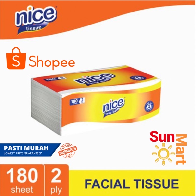 Jual TERMURAH Nice Tisu Wajah 180 Sheets Facial Tissue Tisue 180s 2 Ply Shopee Indonesia