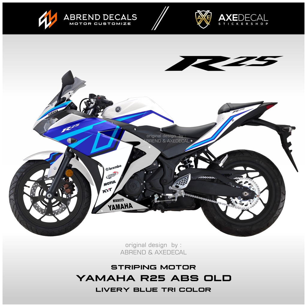 Jual Striping R25 Blue Tri Color Aji Firmanto / Stiker Motor Yamaha R25 ...