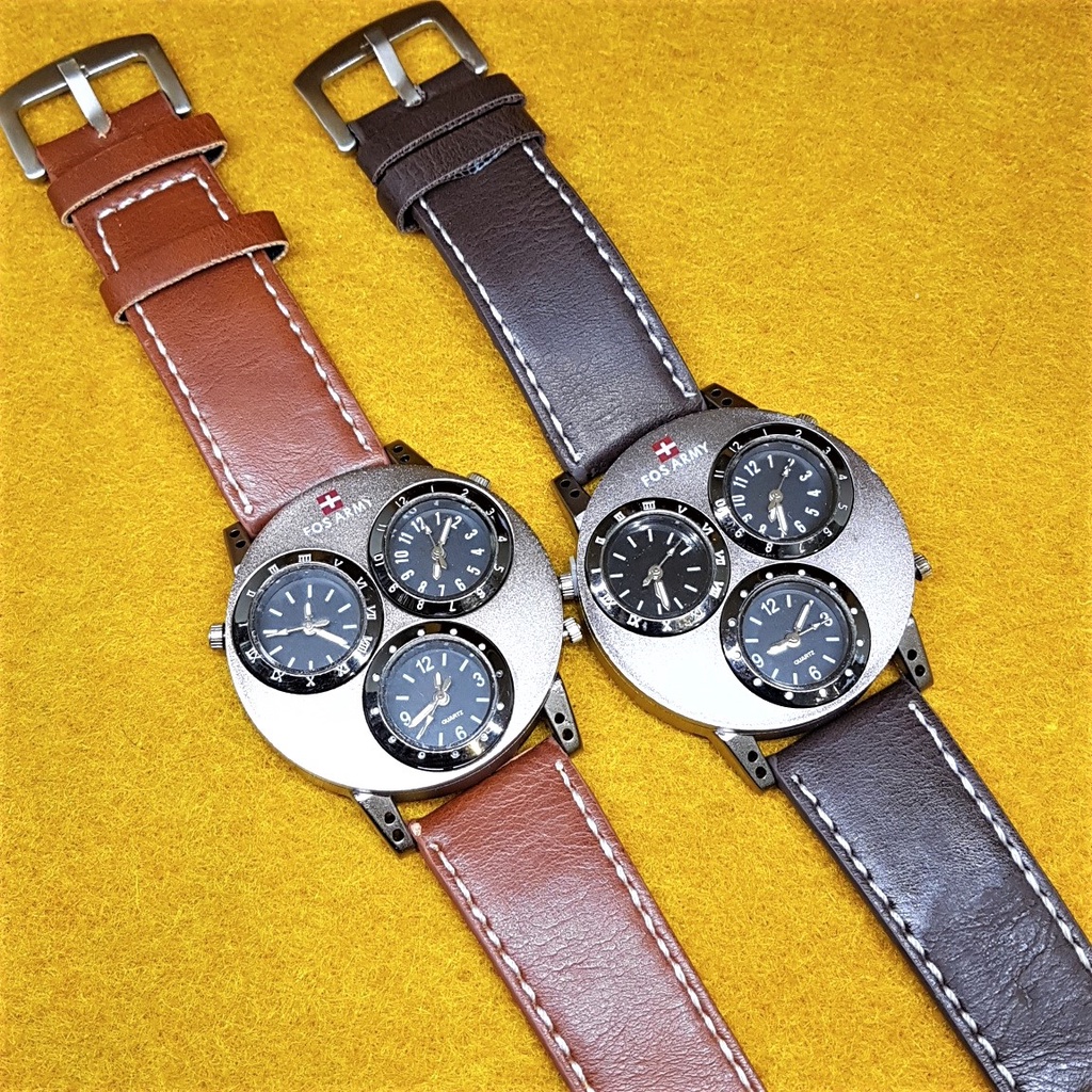Jual Jam tangan fos army 3 mesin fashion pria - analog tali kulit ...