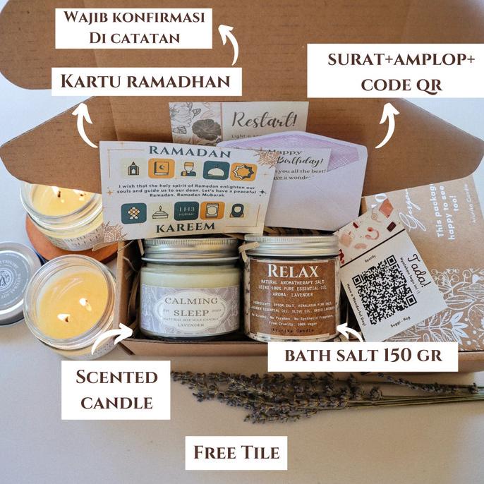 Jual HAMPERS ME TIME isi Scented Candle 140 gr dan Bath Salt 150 gr