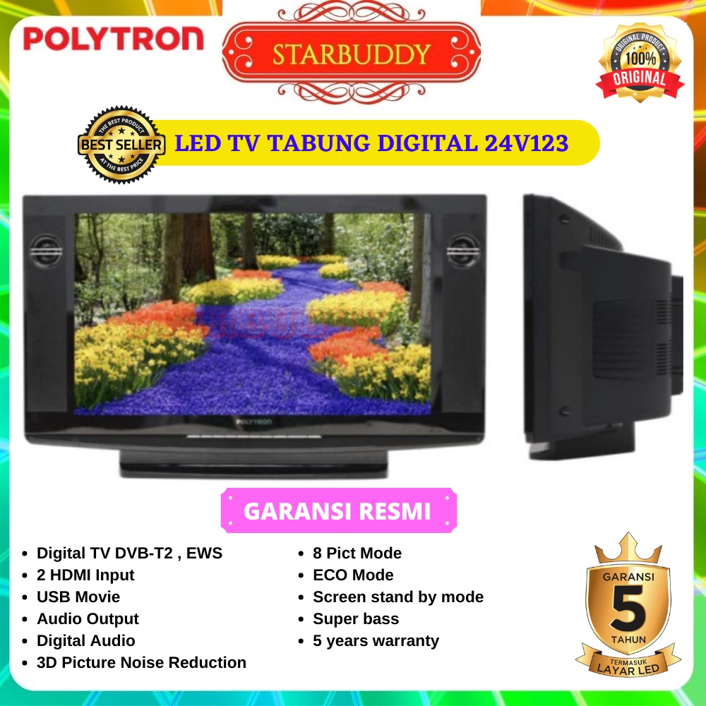 Jual LED TV TABUNG POLYTRON PLD24V223 DIGITAL TV 24 INCH 24V223