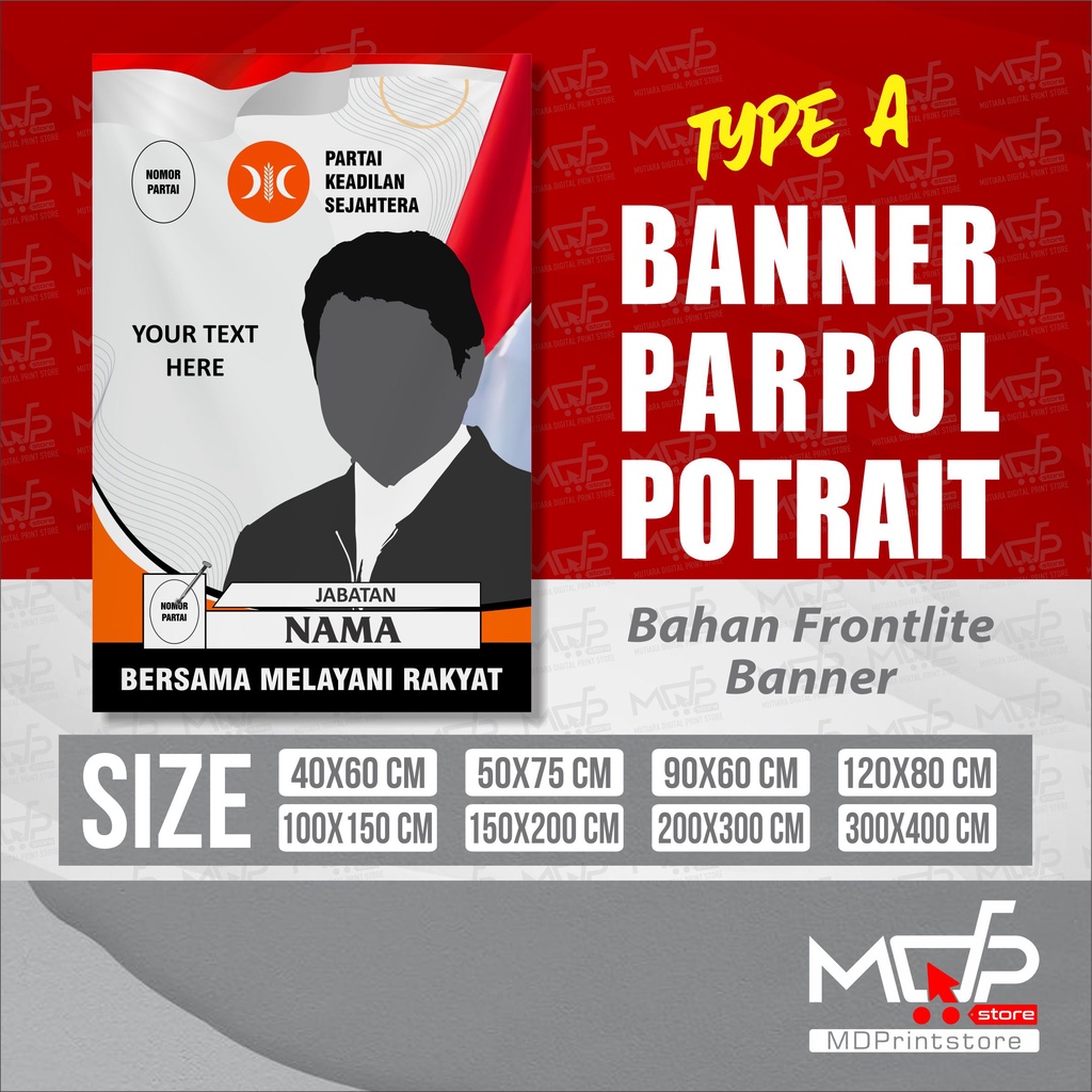 Jual BANNER 80cmX120cm BALIHO SPANDUK PARPOL PARTAI POLITIK KAMPANYE