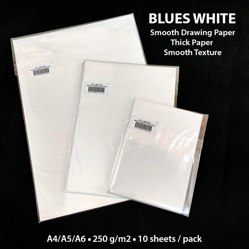 Jual Blues White Smooth Drawing Paper Kertas BW 250g A6 / A5 / A4 ...