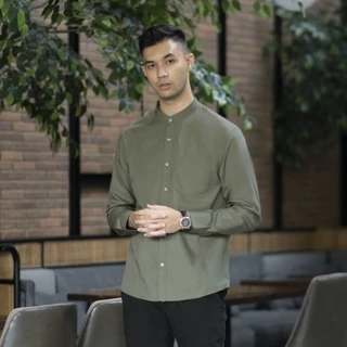 CUTOFF Zein Collarless Shirt Kemeja Koko Basic Pria Polos Panjang Cotton