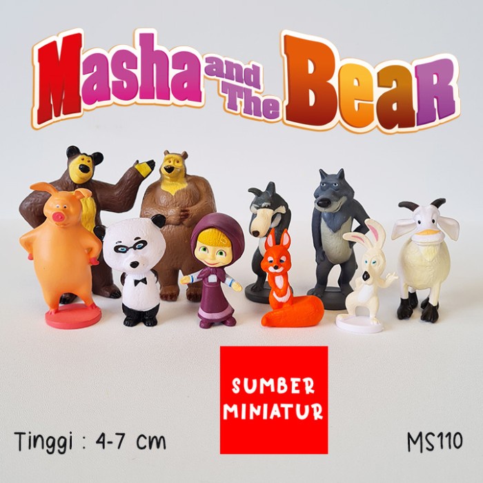 Jual Set Figur Pajangan / Topper Kue Masha and the bear MS110 | Shopee