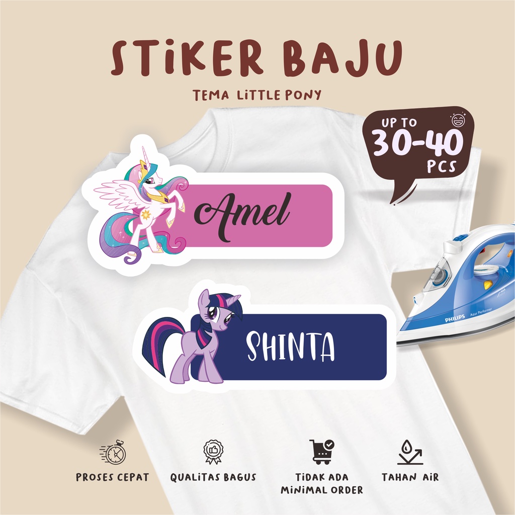 Jual (30-40pcs)custom stiker sablon baju tema LITTLE PONY / Sablon ...