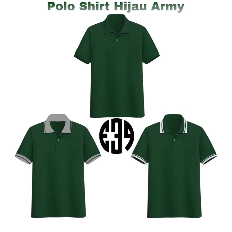 Jual Kaos Polo Shirt Hijau Army Polos Lengan Pendek Kaos Kerah