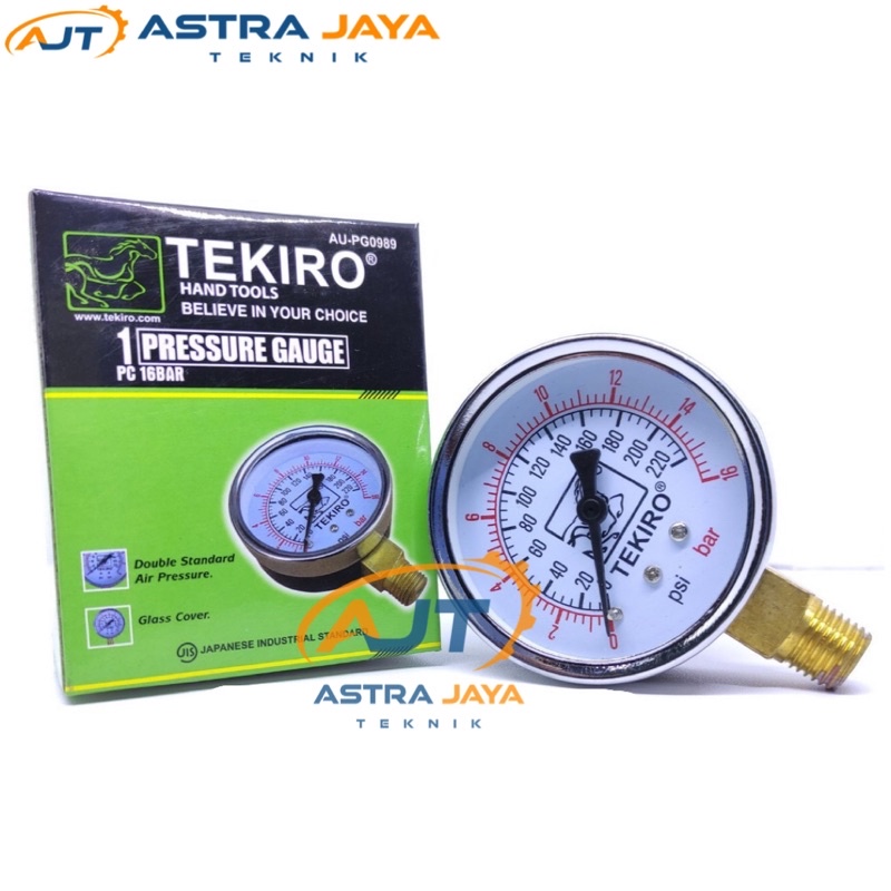 Jual TEKIRO Pressure Gauge 10 / 16 / 25 Bar Manometer Kompresor Alat