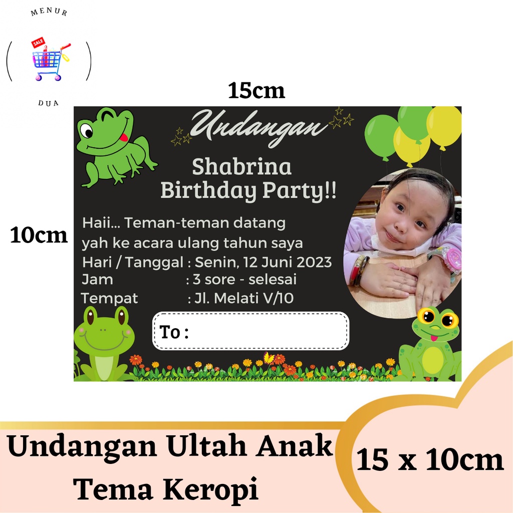 Jual Undangan Ulang Tahun Anak Custom Tema Keropi | Shopee Indonesia