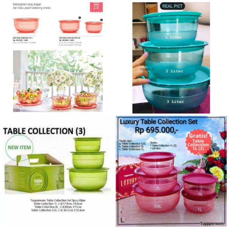 Jual table collection set Tupperware tempat prasamanan saji kristal ...