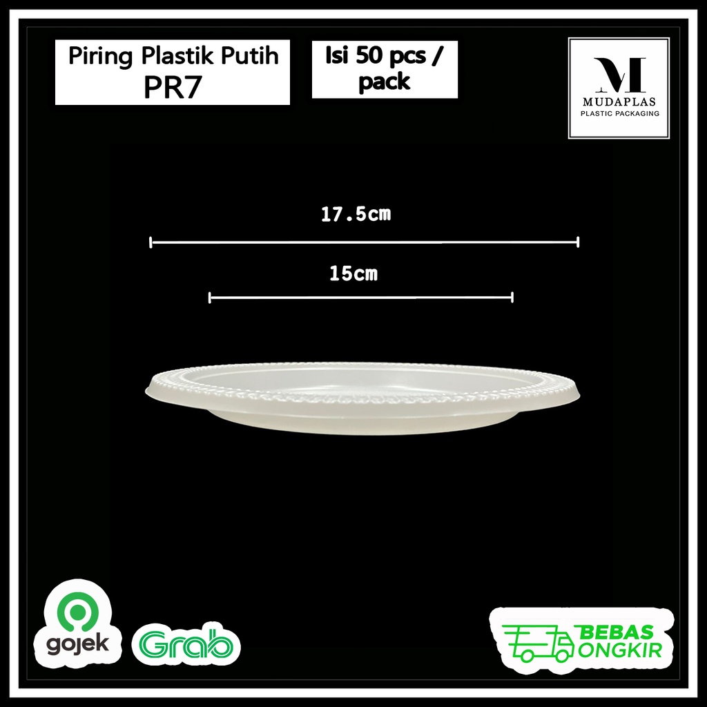 Jual Piring Plastik Putih Susu Besar Isi 50 Pcs Piring Plastik P6 P7